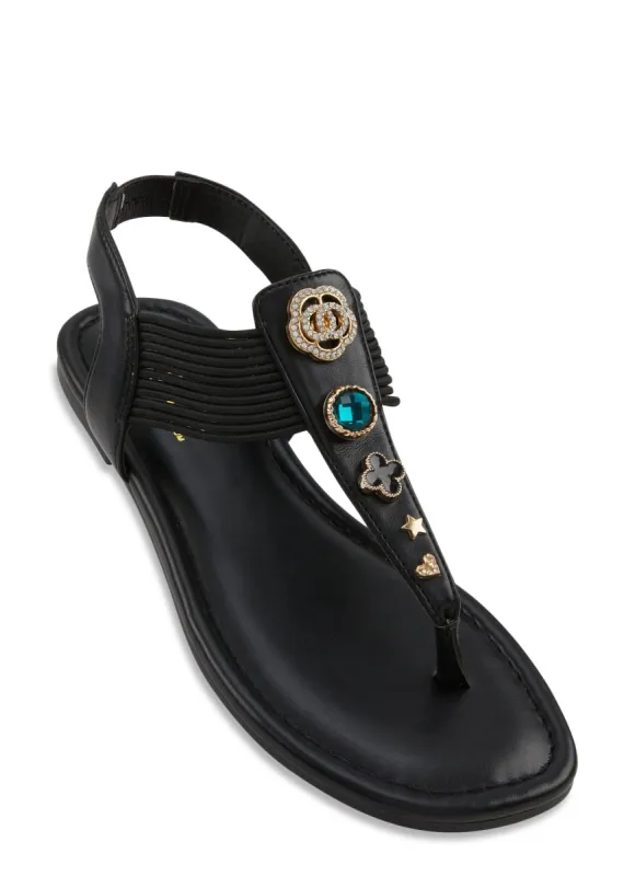 Charm Pendant Corded Thong Sandals sold by Rainbow