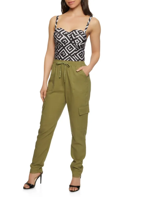 Linen Slim Leg Cargo Pants sold by Rainbow