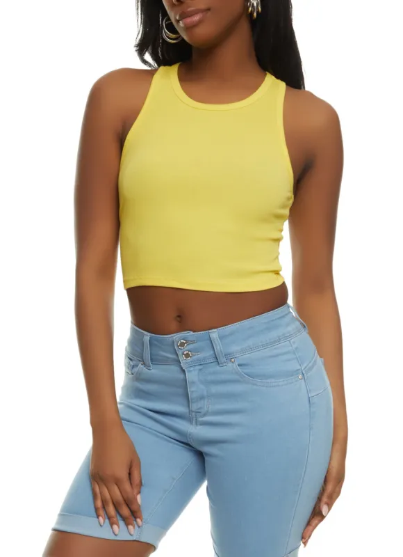 Basic Cropped Racerback Tank Top sold by Rainbow