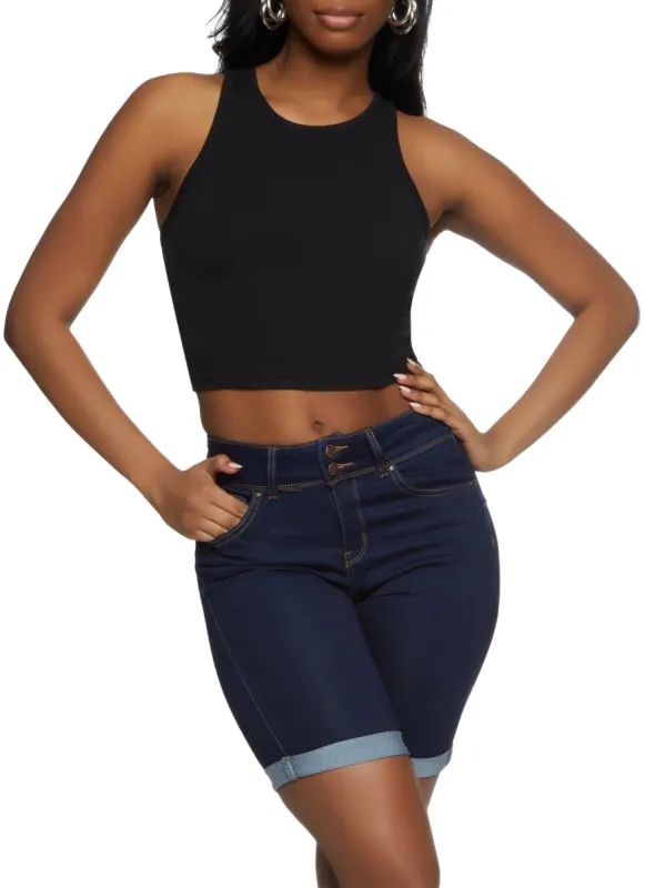Basic Cropped Racerback Tank Top sold by Rainbow