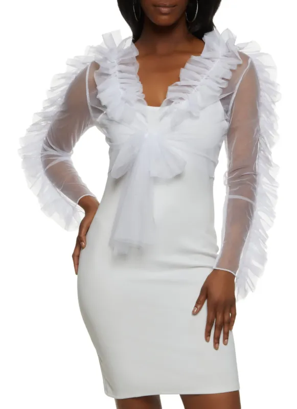 Ruffled Tulle Tie Front Top sold by Rainbow