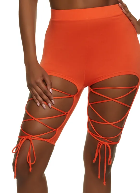 Lace Up Biker Shorts sold by Rainbow