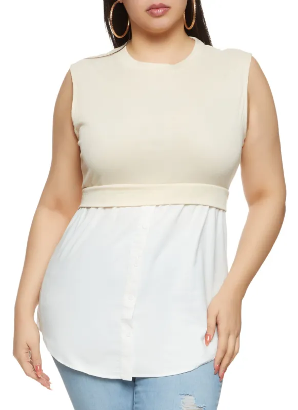 Plus Size Sleeveless Ribbed Sweater Vest Shirt sold by Rainbow