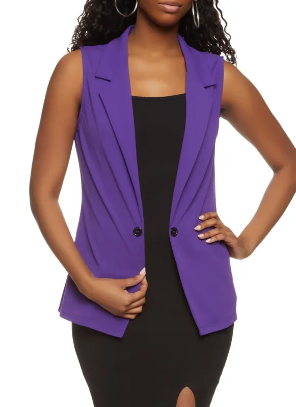 Crepe Knit Single Button Blazer Vest sold by Rainbow