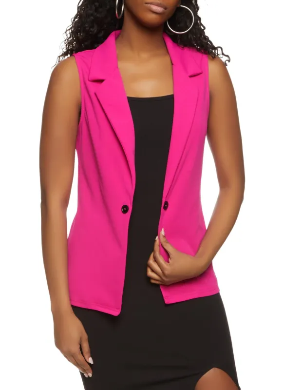 Crepe Knit Single Button Blazer Vest sold by Rainbow