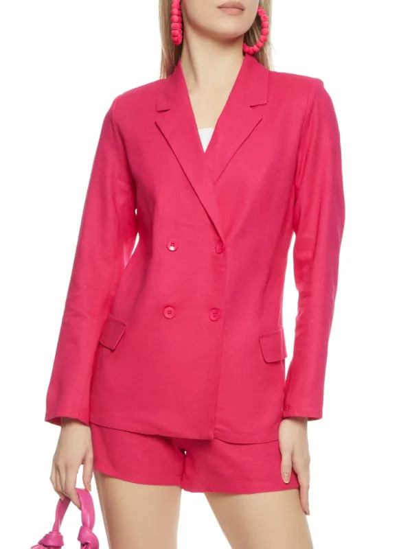 Linen Double Breasted Button Front Blazer sold by Rainbow