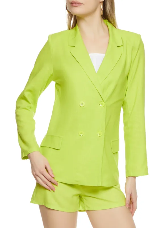 Linen Double Breasted Button Front Blazer sold by Rainbow