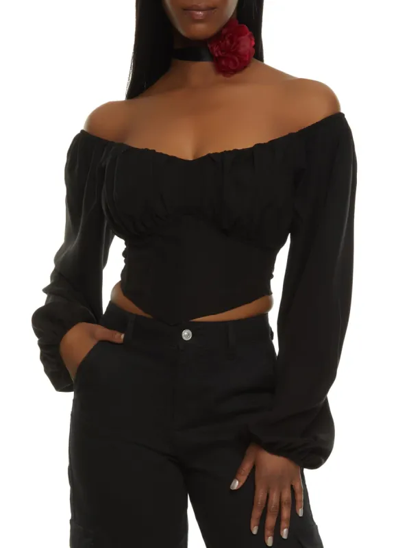 Tie Back Off the Shoulder Bustier Top sold by Rainbow