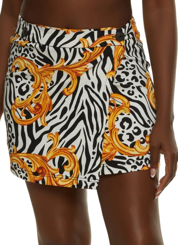 Printed Mini Wrap Skirt sold by Rainbow