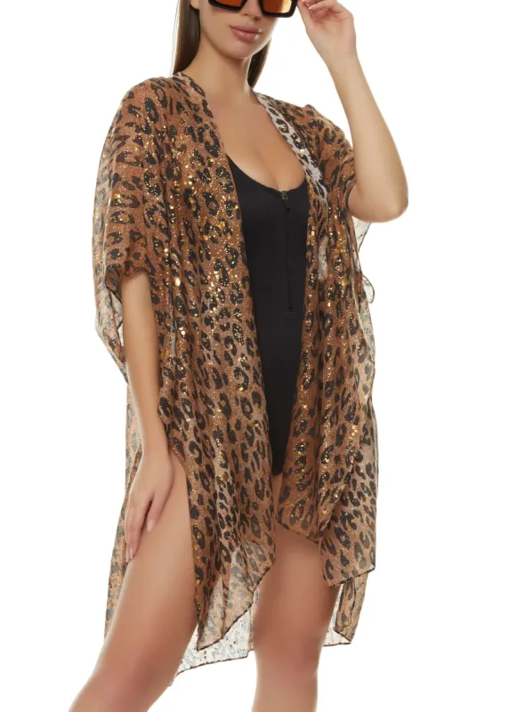 Foil Splatter Leopard Print Swim Cover Up sold by Rainbow