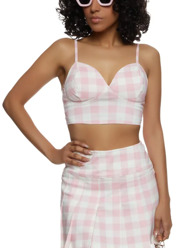 Buffalo Plaid Bustier Crop Top sold by Rainbow