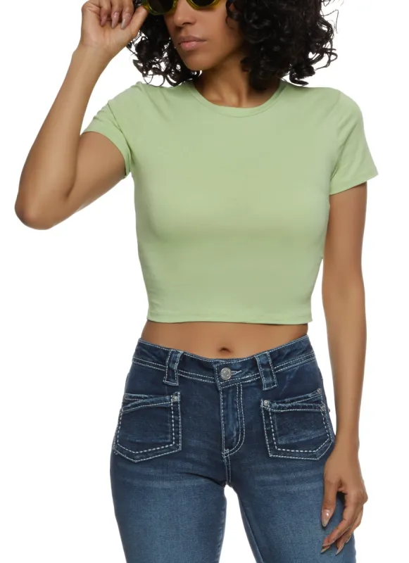 Basic Crew Neck Cropped Tee sold by Rainbow