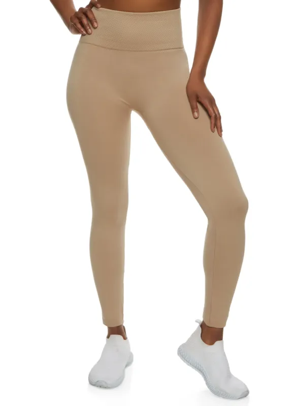 Waffle Knit Waistband Detail Leggings sold by Rainbow