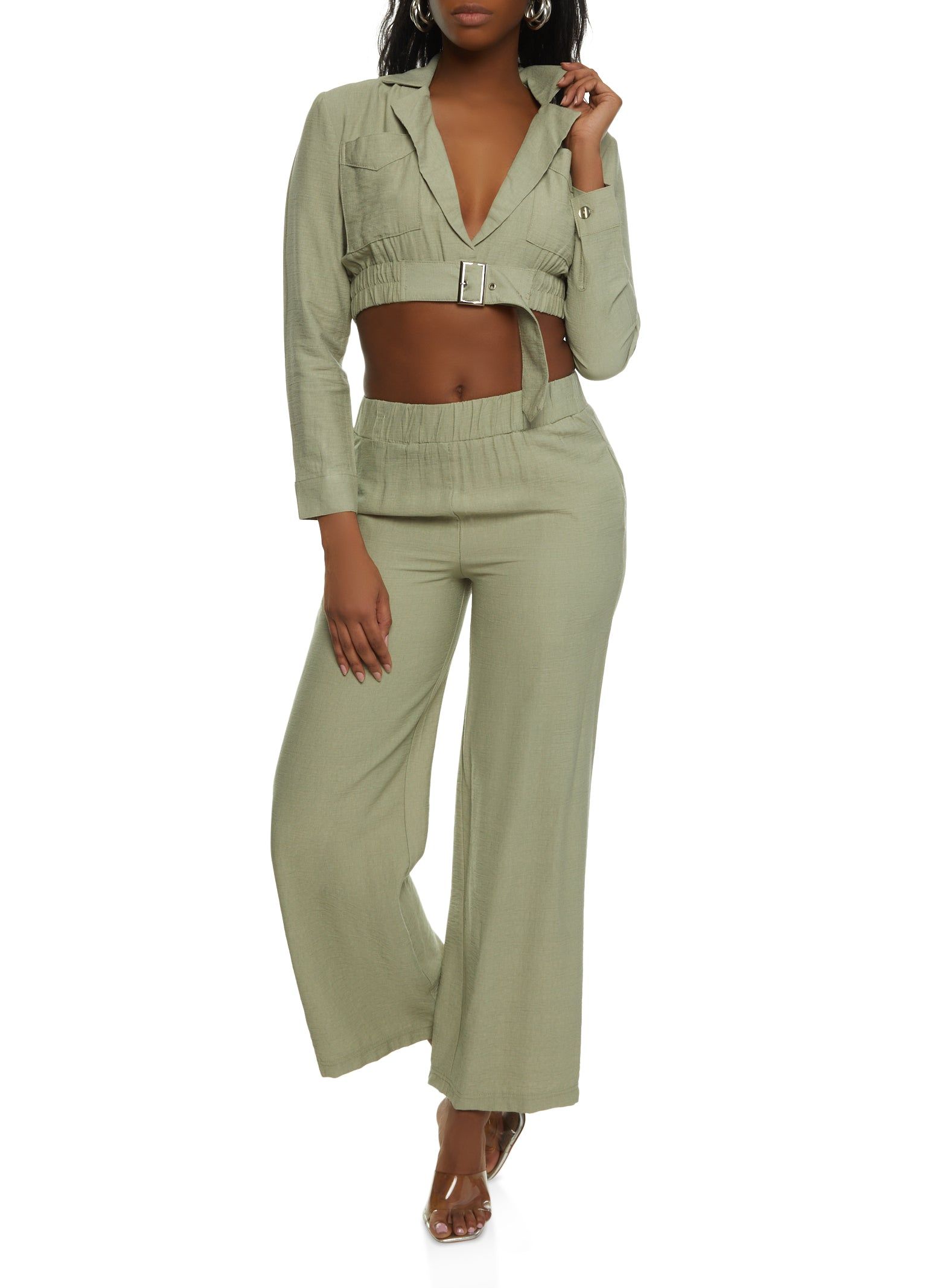 Linen Long Sleeve Belted Blazer sold by Rainbow product image thumbnail 2