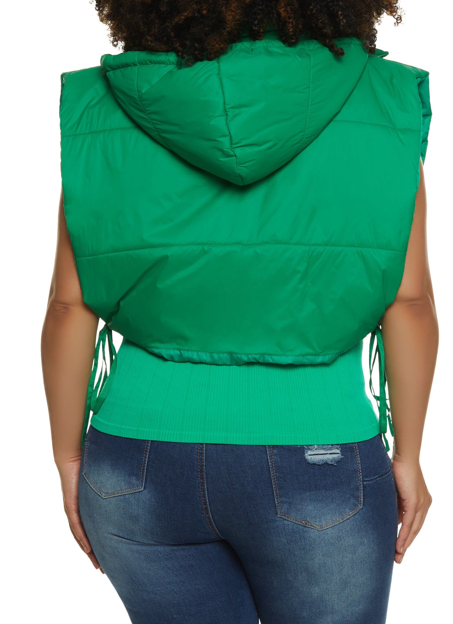 Plus Size Side Tie Cropped Hooded Puffer Vest sold by Rainbow product image thumbnail 2