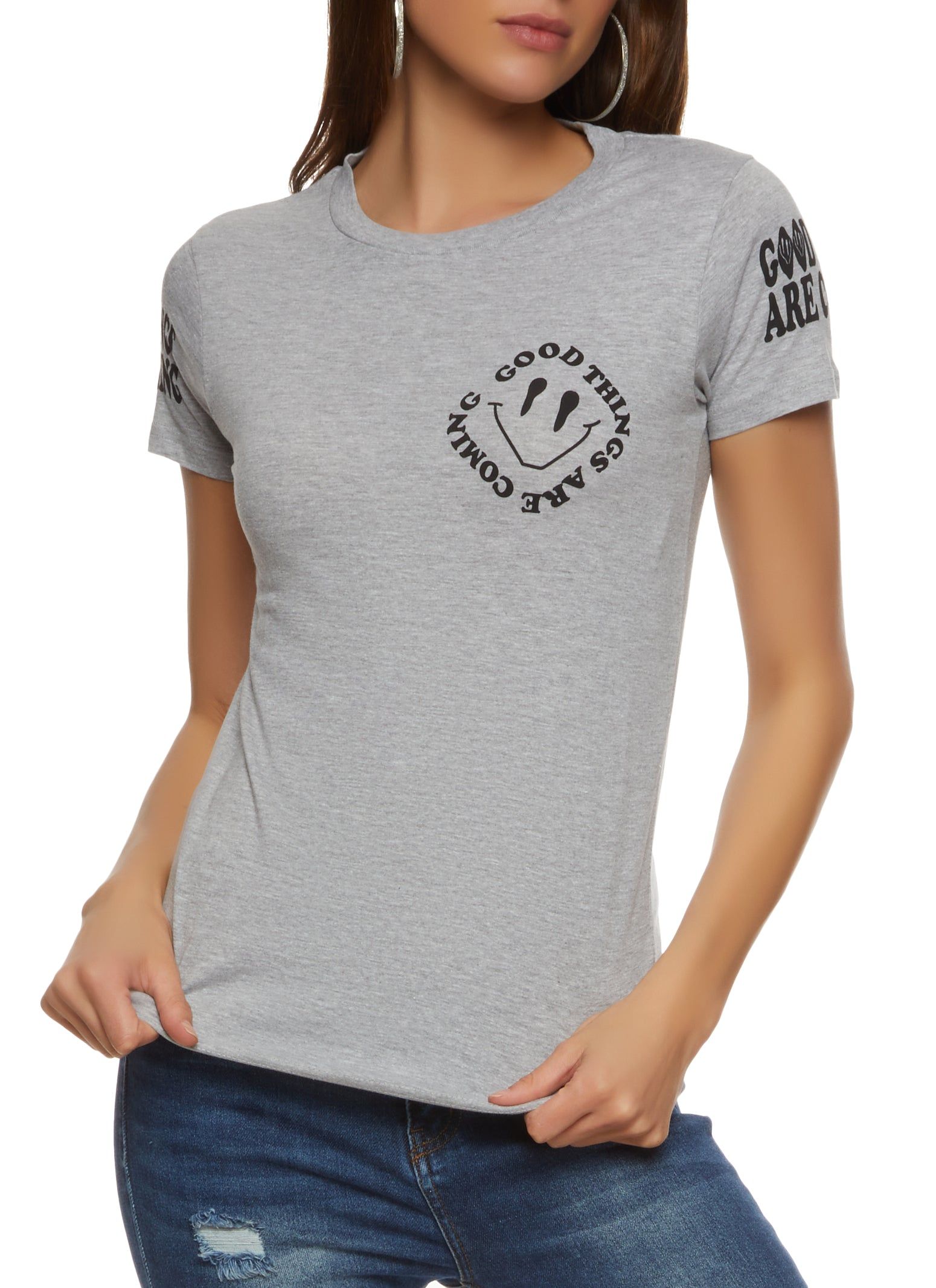 Good Things Are Coming Smiley Graphic Tee sold by Rainbow product image thumbnail 2