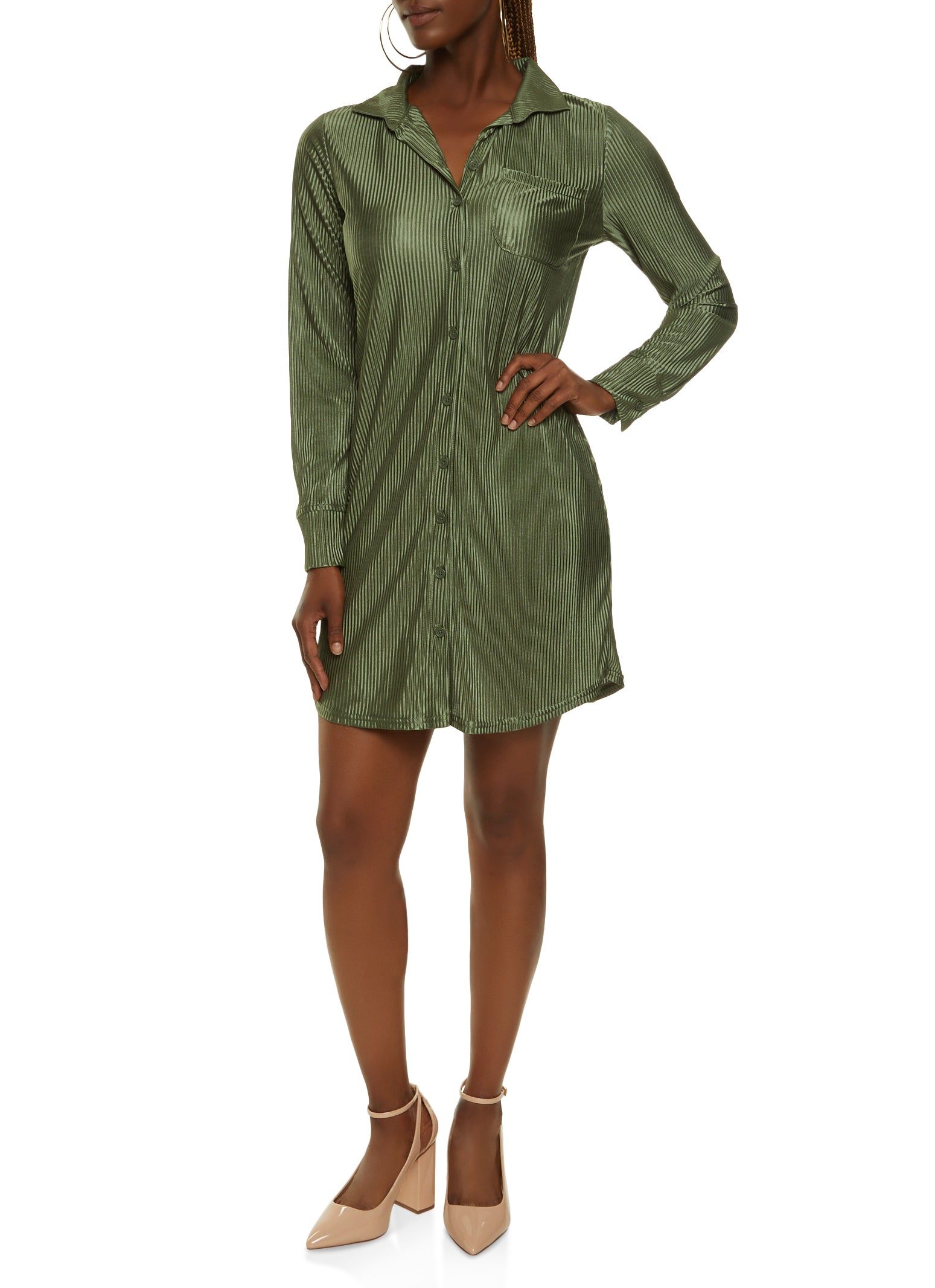 Plisse Mini Shirt Dress sold by Rainbow product image thumbnail 2