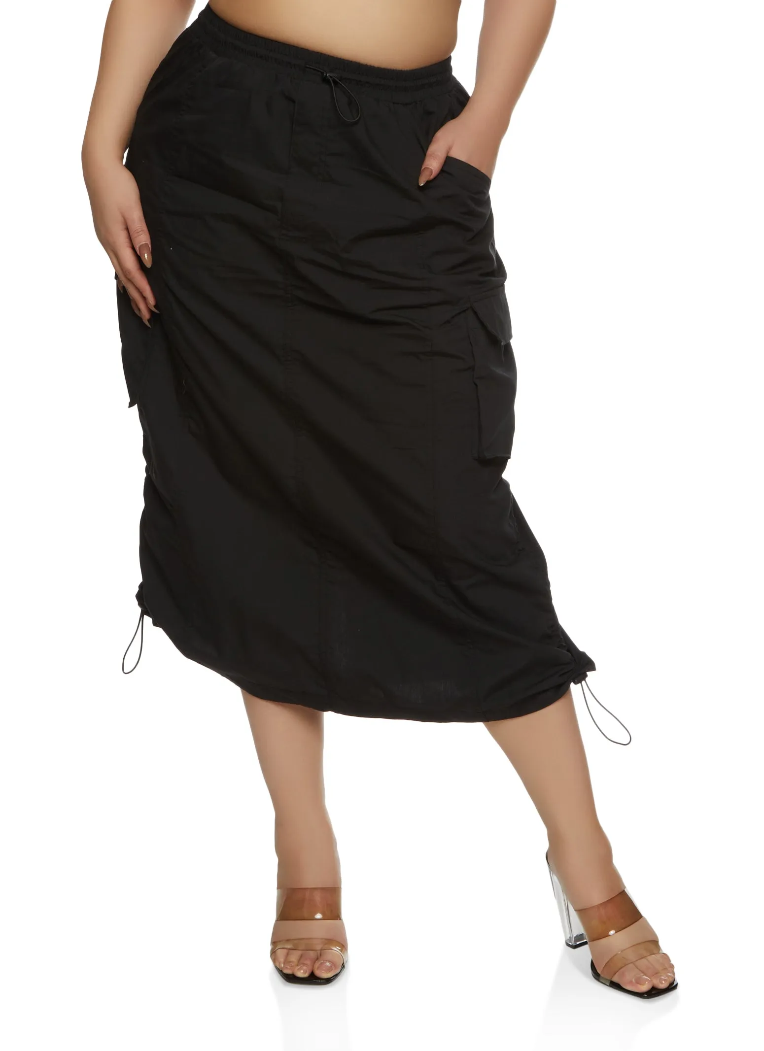 Plus Size Toggle Drawstring Utility Maxi Skirt sold by Rainbow product image thumbnail 2
