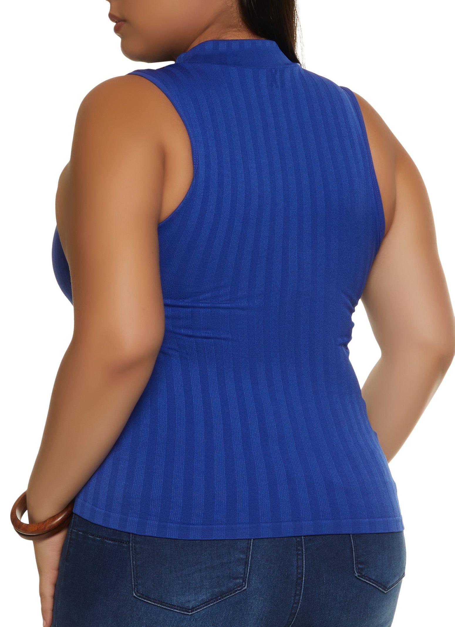 Plus Size Seamless Ribbed Knit Mock Neck Tank Top sold by Rainbow product image thumbnail 2