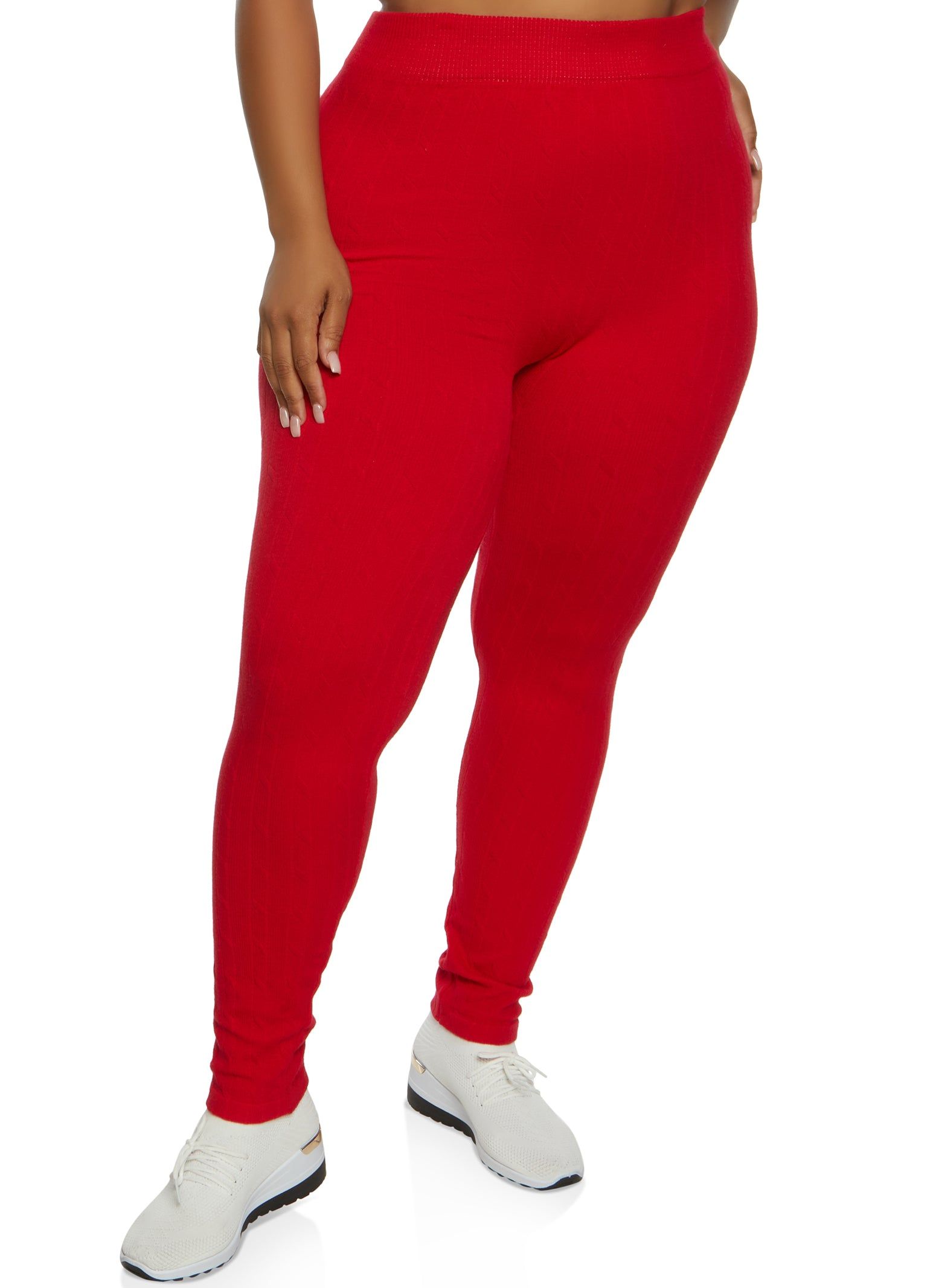 Plus Size Seamless Cable Knit Leggings sold by Rainbow