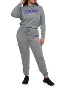 Plus Size Love Cropped Graphic Hoodie sold by Rainbow