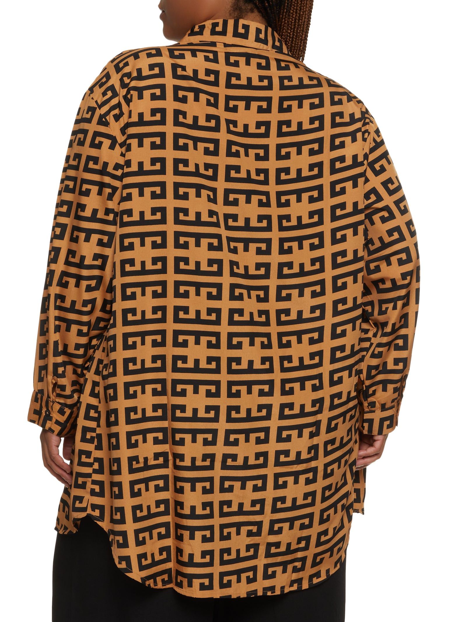 Plus Size Greek Key Print Button Front Tunic Shirt sold by Rainbow product image thumbnail 2