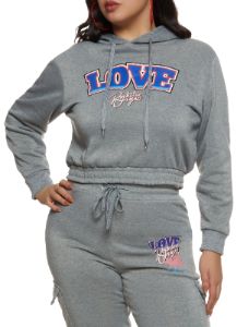 Plus Size Love Cropped Graphic Hoodie sold by Rainbow