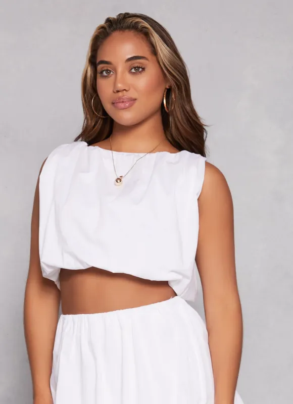 Poplin Ruched Balloon Crop Top sold by Rainbow