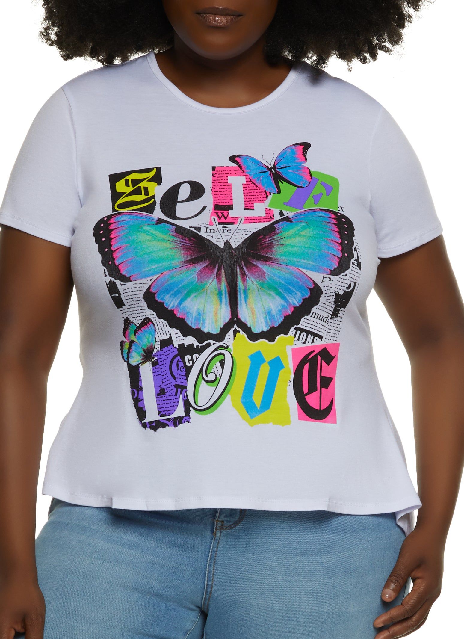 Plus Size Self Love Graphic High Low Tee sold by Rainbow