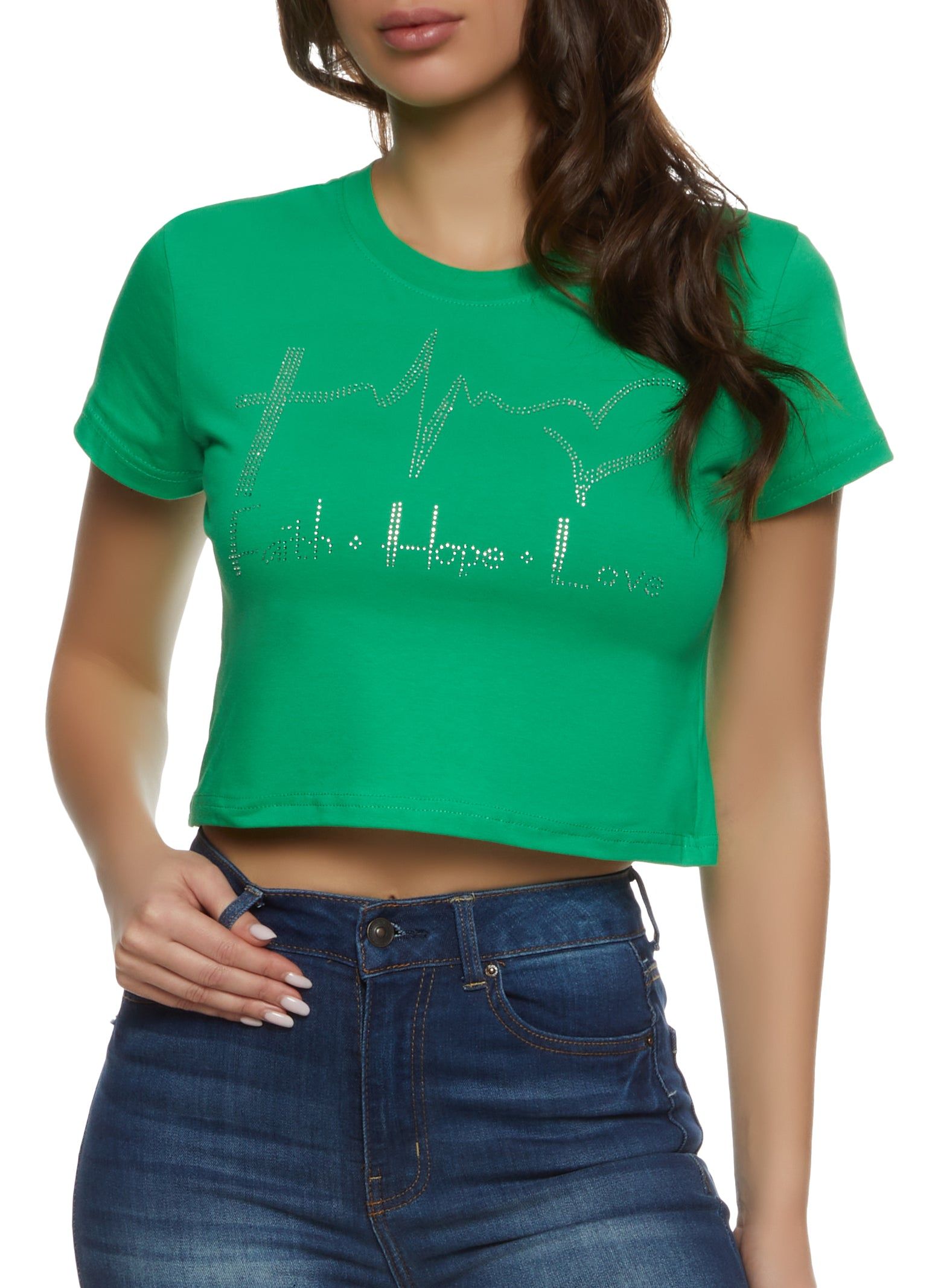 Faith Hope Love Rhinestone Graphic Tee sold by Rainbow