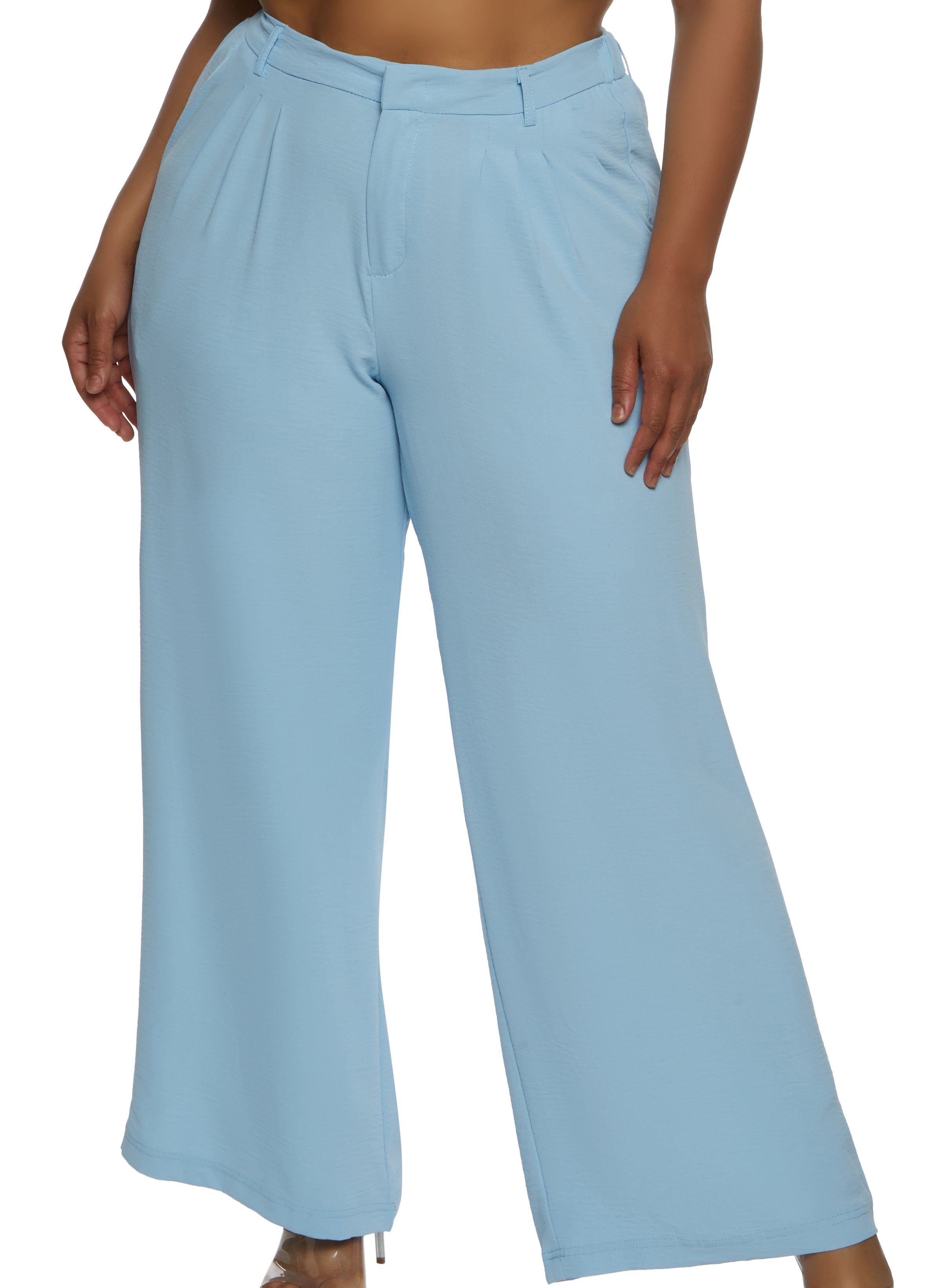 Plus Size Wide Leg Crepe Knit Dress Pants sold by Rainbow