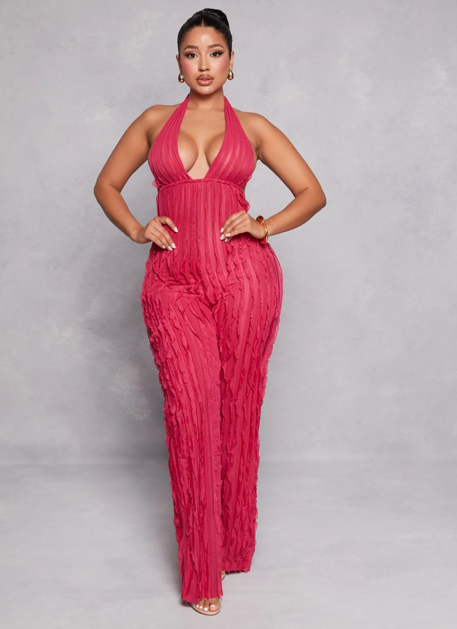 Ruffled Wide Leg Halter Jumpsuit sold by Rainbow product image thumbnail 2