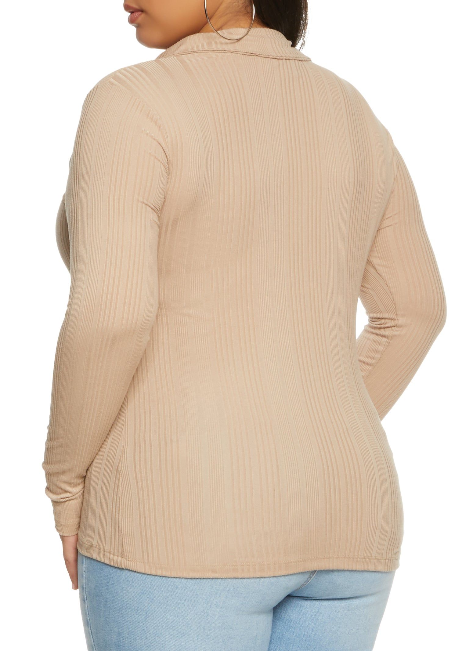 Plus Size Ribbed Button Front Shirt sold by Rainbow product image thumbnail 2