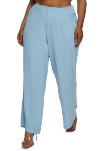 Plus Size Wide Leg Crepe Knit Dress Pants sold by Rainbow