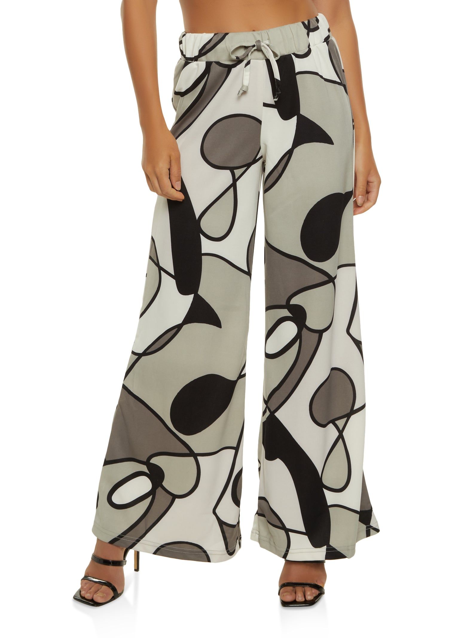 Abstract Print High Waist Wide Leg Pants sold by Rainbow