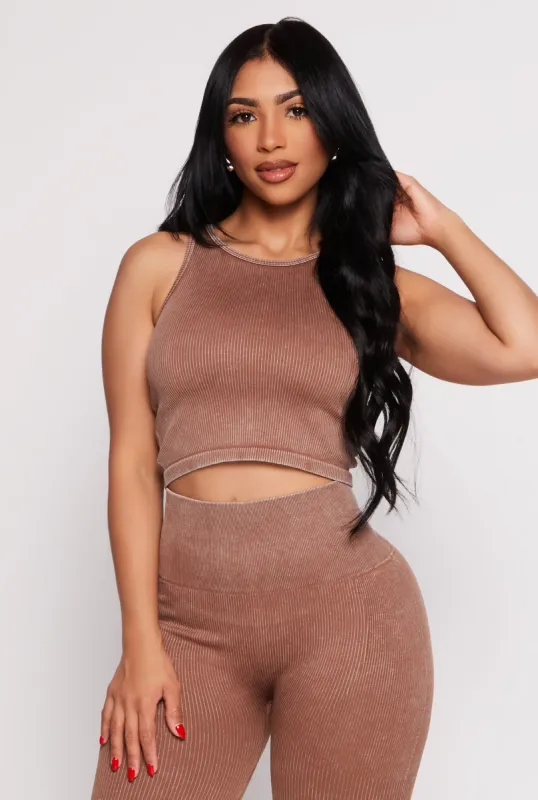 Daisy Acid Wash Ribbed Crew Neck Tank Top sold by Rainbow