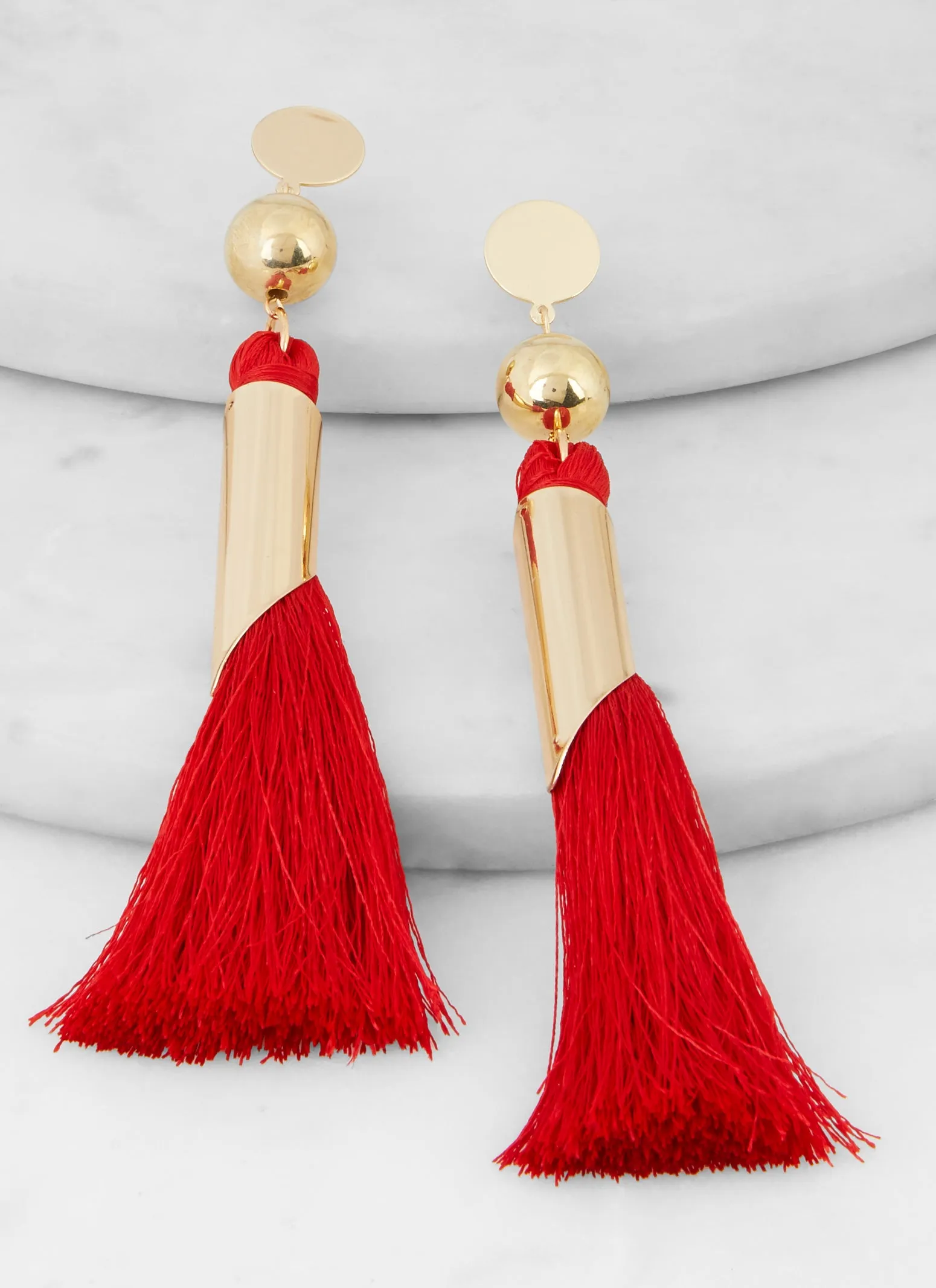 Metallic Tube Tassle Earrings sold by Rainbow product image thumbnail 2