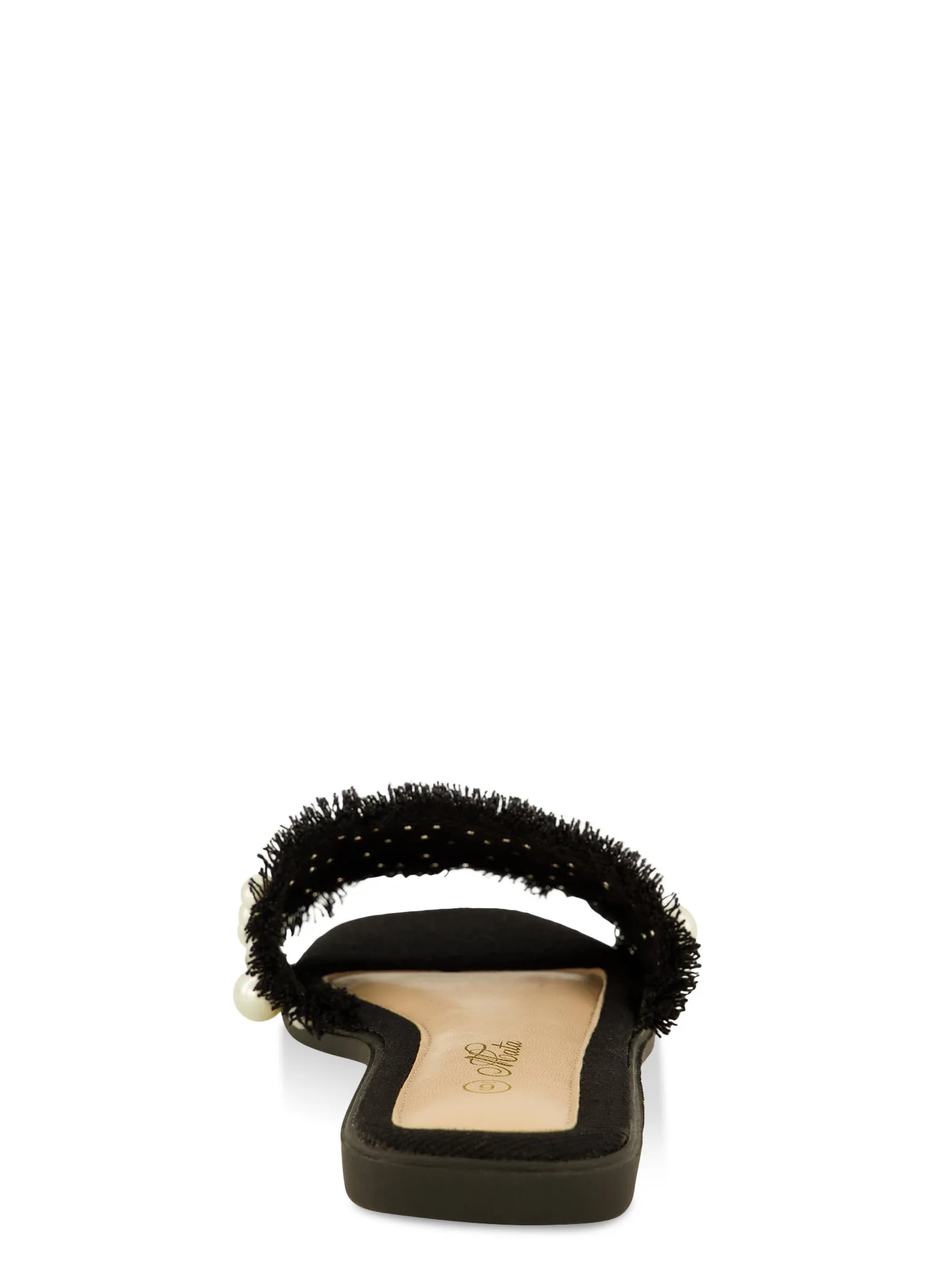Frayed Faux Pearl Rhinestone Band Slide Sandals sold by Rainbow product image thumbnail 3