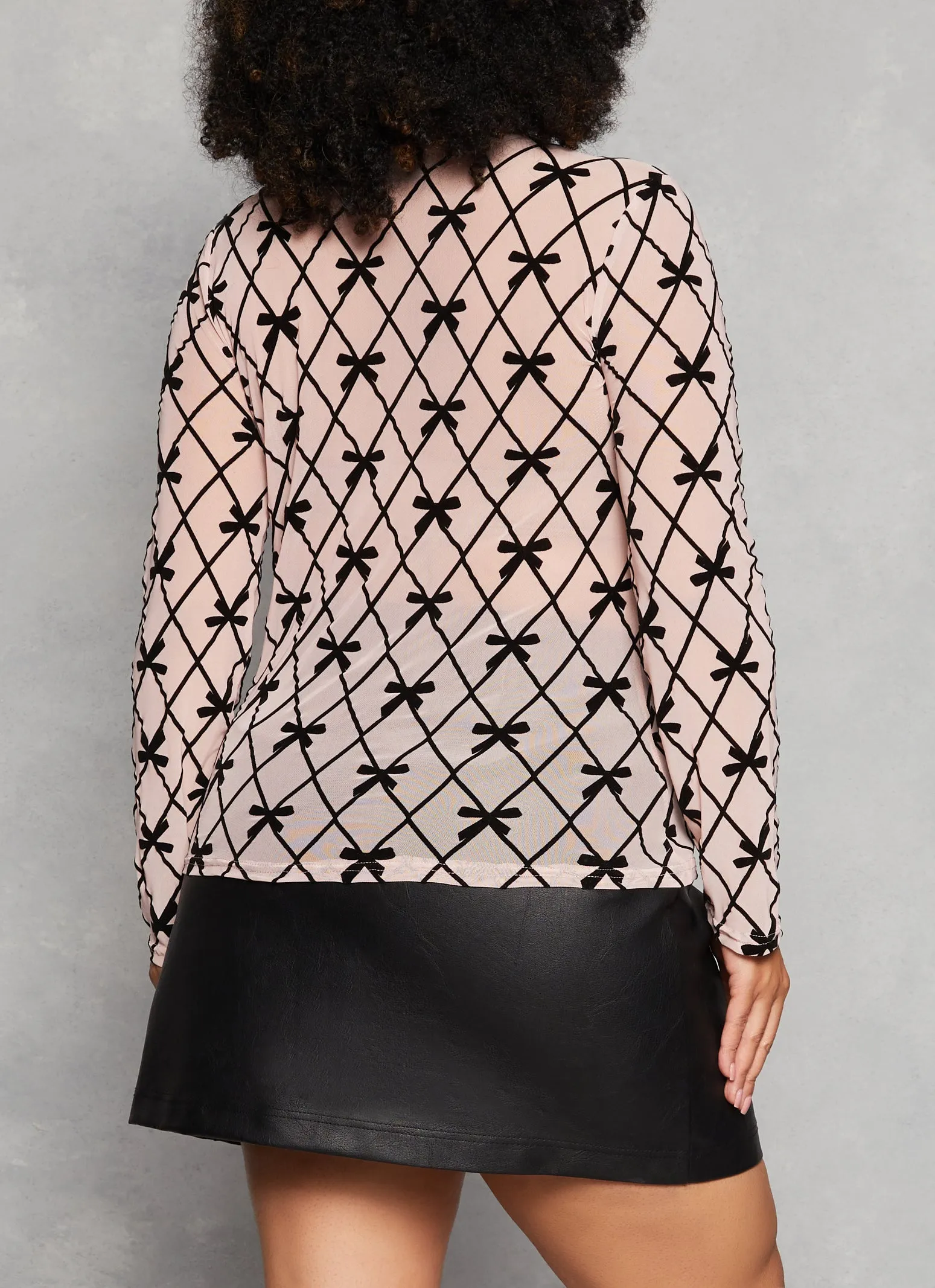 Plus Size Mesh Printed Mock Neck Blouse sold by Rainbow product image thumbnail 3