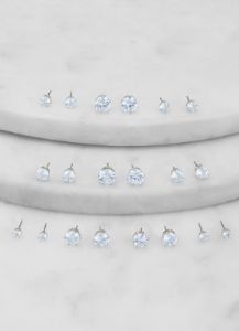 Cubic Zirconia Stud Earrings Set of 10 sold by Rainbow
