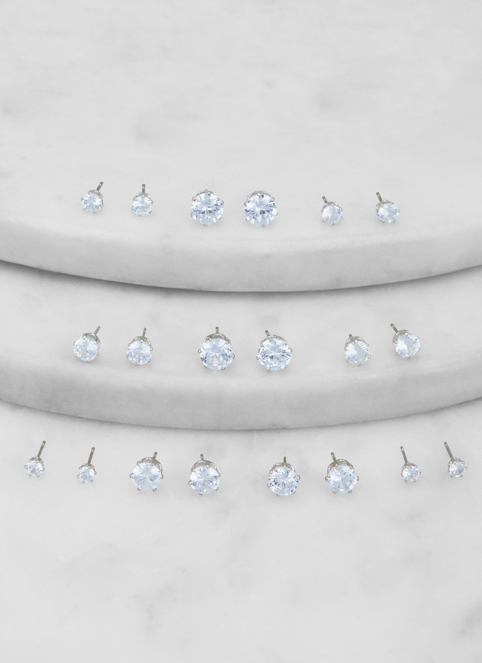 Cubic Zirconia Stud Earrings Set of 10 sold by Rainbow