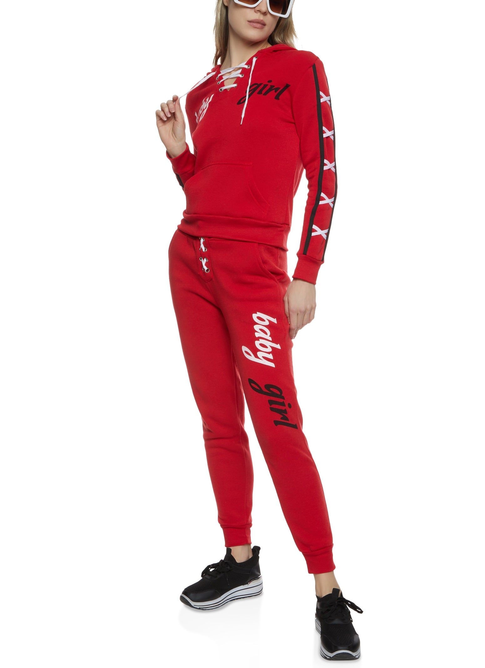 Baby Girl Lace Up Graphic Pullover Hoodie sold by Rainbow product image thumbnail 2