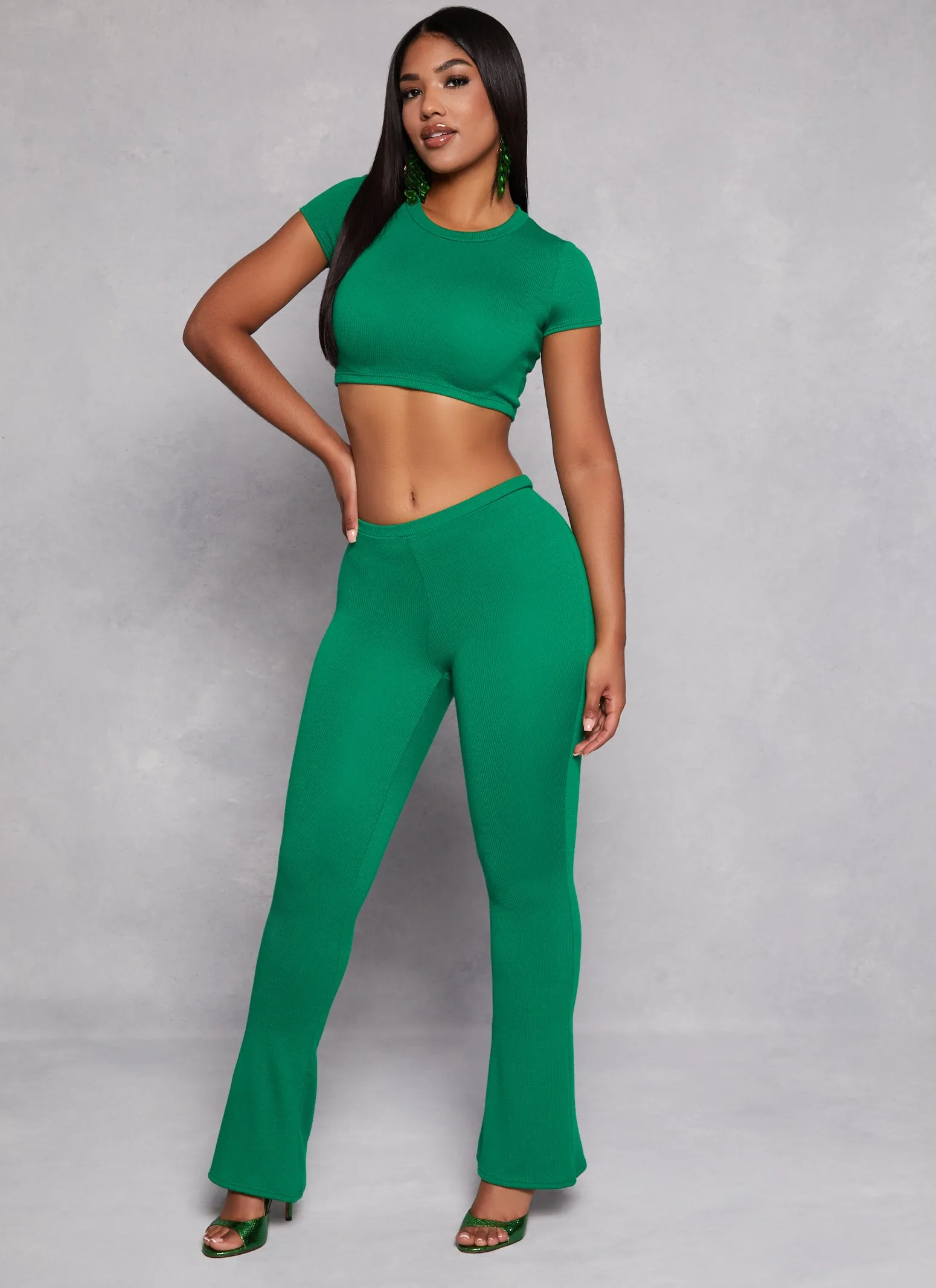 Ribbed Knit Cropped Tee sold by Rainbow product image thumbnail 2