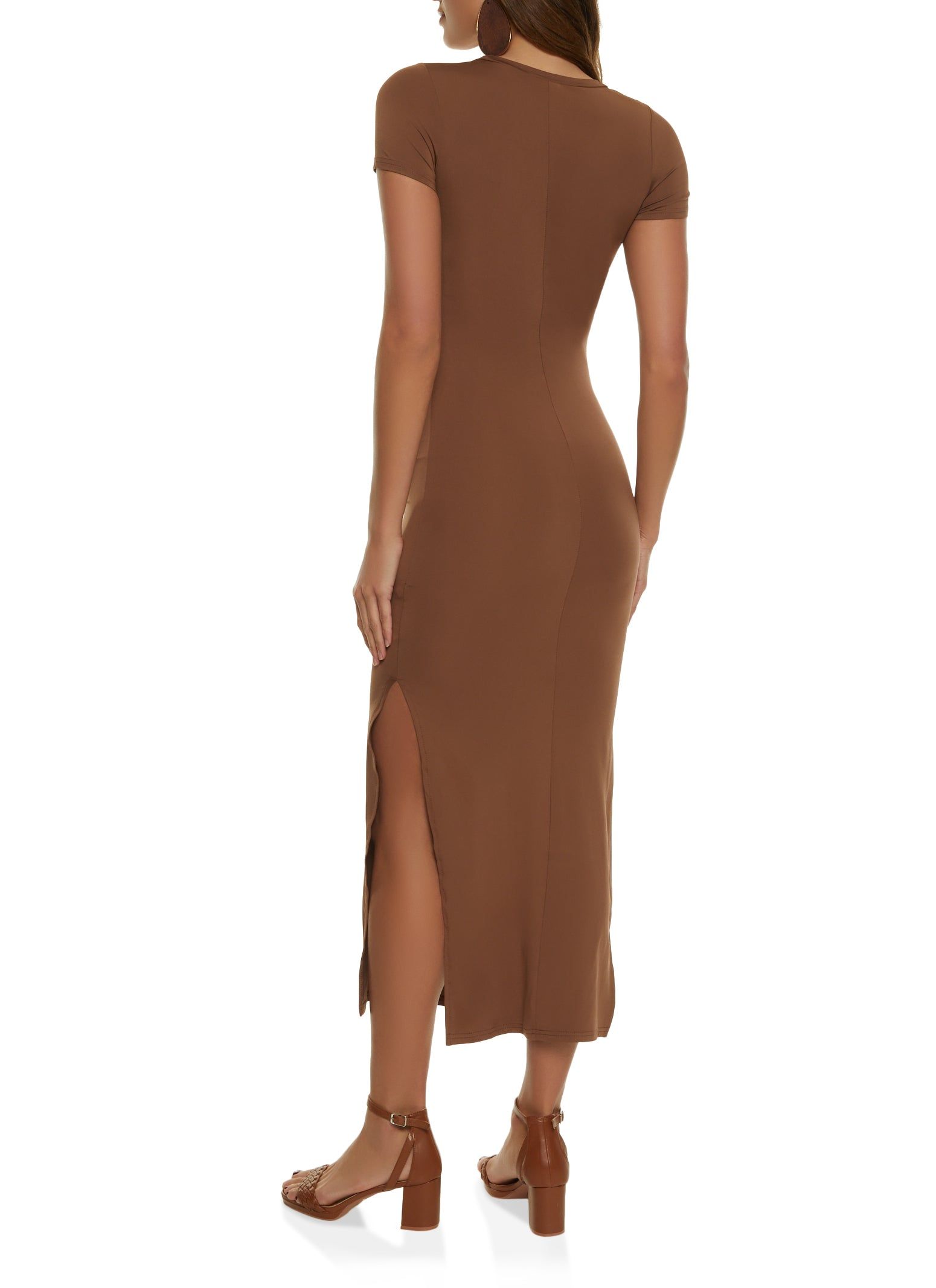 Crew Neck Side Slit Maxi Dress sold by Rainbow product image thumbnail 3