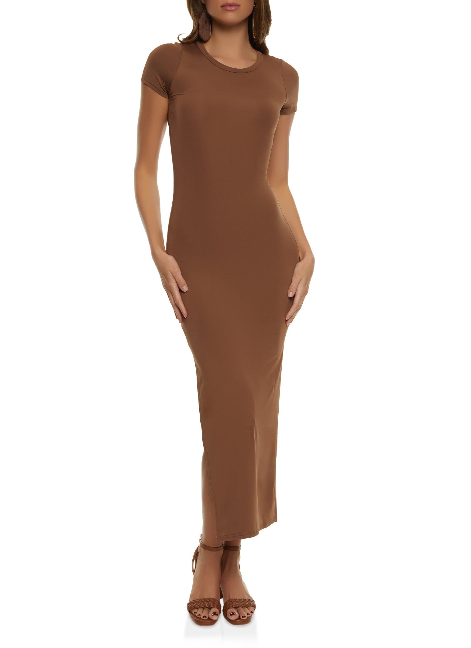 Crew Neck Side Slit Maxi Dress sold by Rainbow product image thumbnail 2