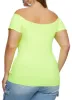 Plus Size Ribbed Zip Front Off the Shoulder Top sold by Rainbow