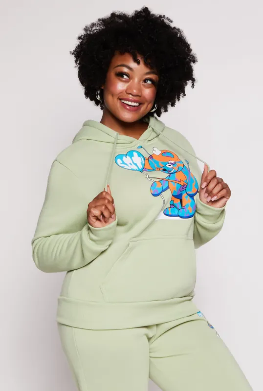 Plus Size Bear Graphic Pullover Hoodie sold by Rainbow