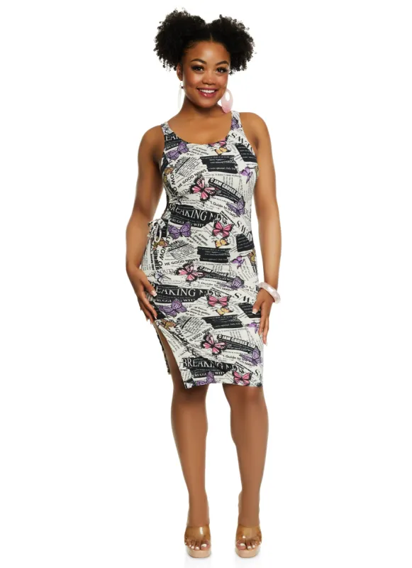 Plus Size Almost Famous Cut Out Waist Tank Dress sold by Rainbow