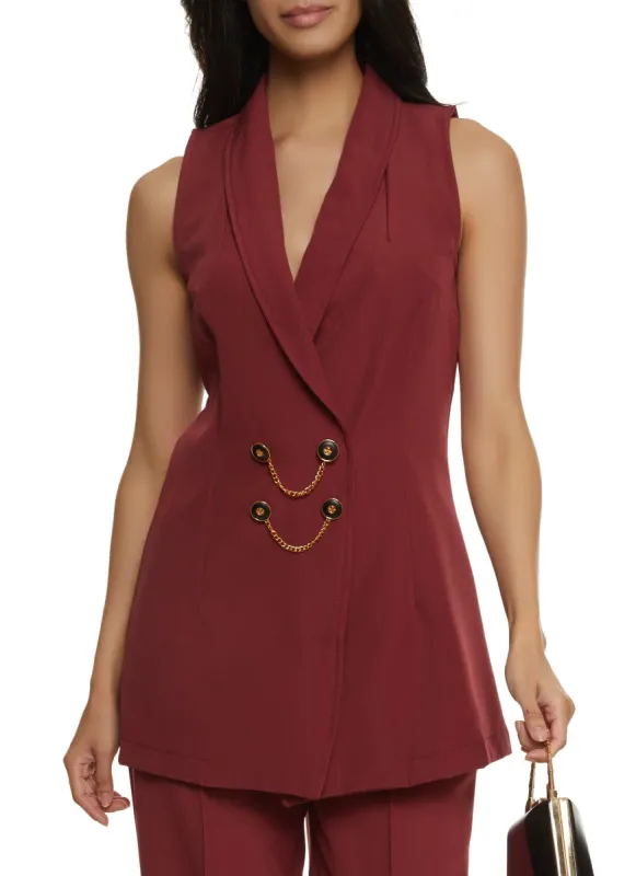 Button Detail Tailored Longline Blazer Vest sold by Rainbow