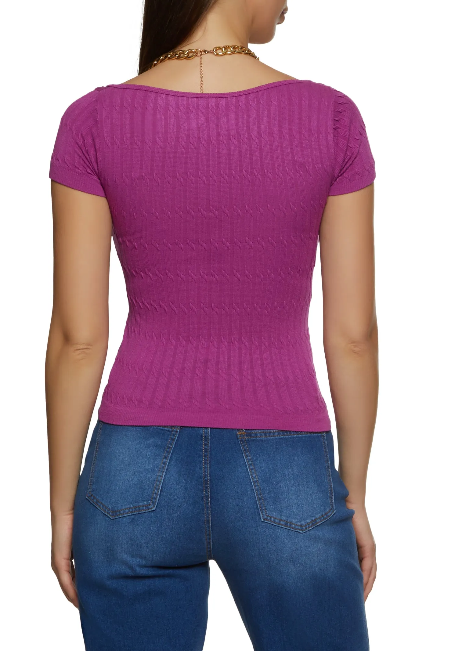 Textured Knit Square Neck Seamless Top sold by Rainbow product image thumbnail 2